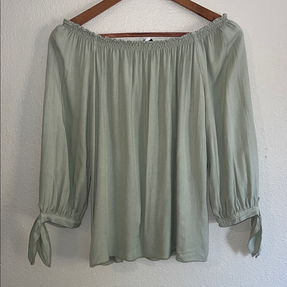 Elegant Off-Shoulder Sage Green Women's Top